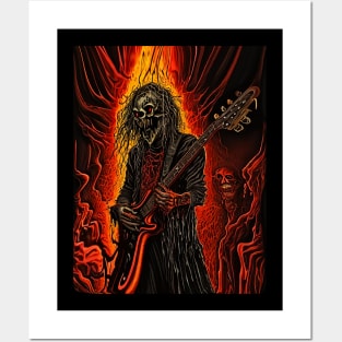 Music guitar deathmetal skeleton Posters and Art